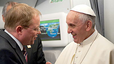 Jürgen Erbacher im Gespräch mit Papst Franziskus