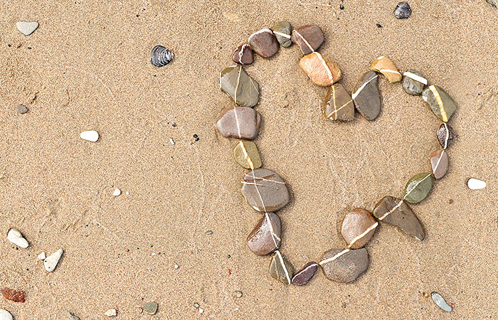 Grußkarte - Herz am Strand